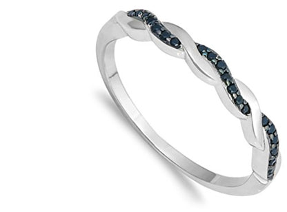 CHOOSE YOUR COLOR Sterling Silver Infinity Knot Ring - color: Black