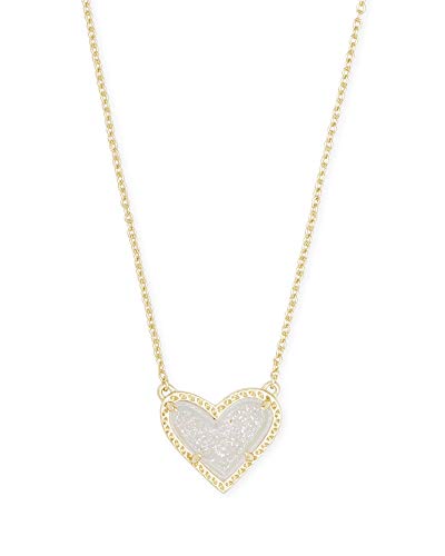 Kendra Scott Ari Heart Adjustable Length Pendant Necklace for Women, Fashion Jewelry - color: GOLD - IRIDESCENT DRUSY