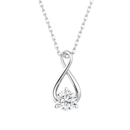 MSBLUE Infinity 1CT Moissanite Pendant Necklace, Gift for Her | Sterling Silver Infinity Design with 18+2 Inch Chain and GRA Certificate - color: Silver