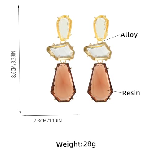 Acrylic Geometric Earrings Multilayer Resin Earrings Long Drop Dangle Earrings Acetate Tassel Earrings Long Pink Cute Jewelry Design for Women - color: Brown