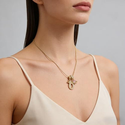 18K Gold & Silver Plated Initial Necklaces for Women - color: O-Gold