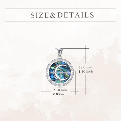 VONALA Artemis's/Poseidon's/Athena's/Weapons Necklace S925 Sterling Silver Plated Abalone Pendant Necklace for Women Men for Women Men - style: Poseidon