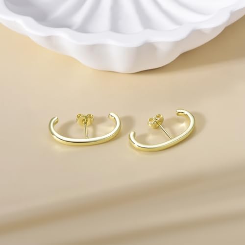 CZ Suspender Cuff Stud Earrings Wrap Earlobe Silver Post Cubic Zirconia Minimalist Jewelry for Women - color: Gold Smooth Polished