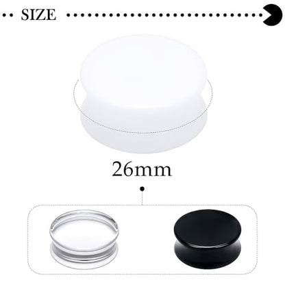 6G-30mm Solid Acrylic Gauges for Ear Double Flared Saddle Plug Tunnels Earrings Clear Black White Ear Plugs Tunnels for Women Men - color: 26mm = 1 1/32 inch
