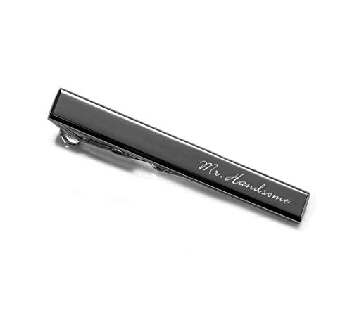 Personalized Black Gunmetal Tie Clip Custom Engraved Free - Gift For Him - Men's Fashion Accessory, Free Engraving - Ships From USA
