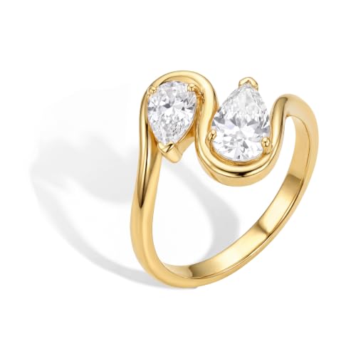 14K Gold-Plated Wedding Bands for Women Dainty Stackable Cubic Zirconia Promise & Engagement Rings Trendy Statement Jewelry for Her Sizes 5-11 - color: Twisted Gold Ring