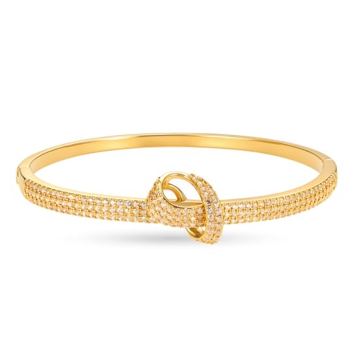 hotoo Gold Plated Bangle Bracelet for Women - style: Full Rhinestone Love Knot