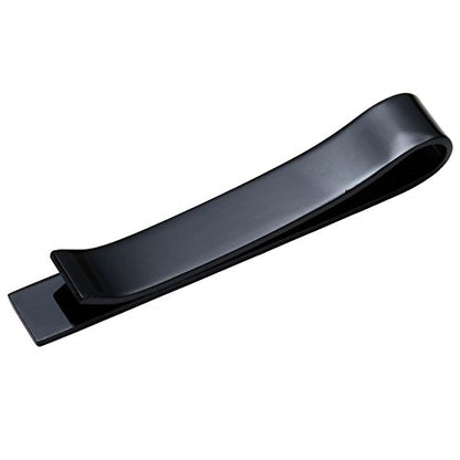 Zysta Free Engraving - Personalized Custom Mens High Polished Stainless Steel Mens Tie Bar Clip for Regular Ties + Gift Box - color: Black