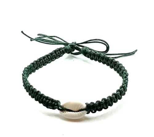Shell Hemp Anklet - color: Forrest Green