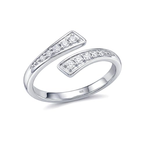 LeCalla 925 Sterling Silver Minimalist Toe Rings Set of Toe Ring Lightweight Simple Antique Open Adjustable Toe-Rings Beach Foot Jewelry Set for Women - color: 10. CZ Crossover (1 PCS)