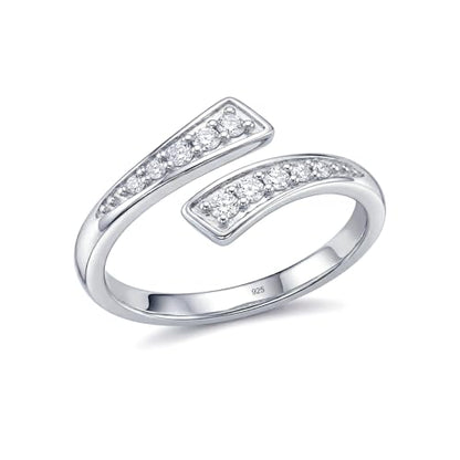 LeCalla 925 Sterling Silver Minimalist Toe Rings Set of Toe Ring Lightweight Simple Antique Open Adjustable Toe-Rings Beach Foot Jewelry Set for Women - color: 10. CZ Crossover (1 PCS)