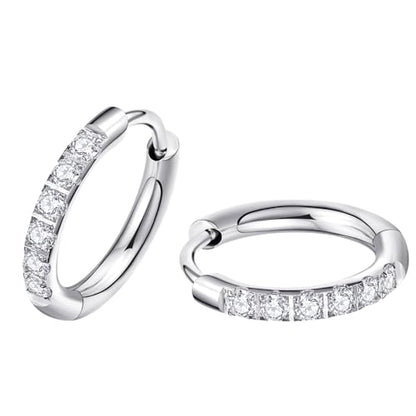 316L Surgical Steel Huggie Hoop Earrings | Dainty Pave Cubic Zirconia Cartilage Tiny Earring for Sensitive Ears Hypoallergenic Lightweight for Women Men - style: Silver,20G*10mm