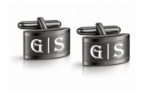 Gunmetal Cufflinks Custom Engraved Free - Personalized Men's Accessory - Father's Day - Groomsmen Wedding Gift | Free Engraving - Ships From USA