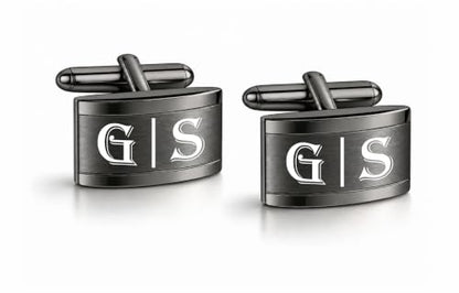 Gunmetal Cufflinks Custom Engraved Free - Personalized Men's Accessory - Father's Day - Groomsmen Wedding Gift | Free Engraving - Ships From USA