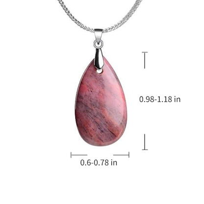 iSTONE 925 Sterling Silver Natural Crytral for Womens Pendant Necklace, Gemstone Birthstone with 17.8" Silver Chain Ladies - color: Rhodonite