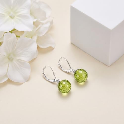 Pearl Leverback Earrings for Women Dangle Round Gemstone Earrings Birthstone Jewelry Gift Anniversary for Her - color: 08 August birthstone