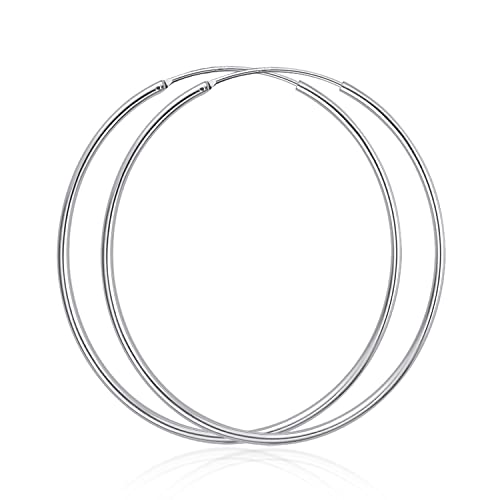 YFN Hoop Earrings Sterling Silver Polished Round Circle Endless Earrings Diameter 20,30,40,50,60,70,80mm - style: Diameter 60mm Large Hoop Earrings