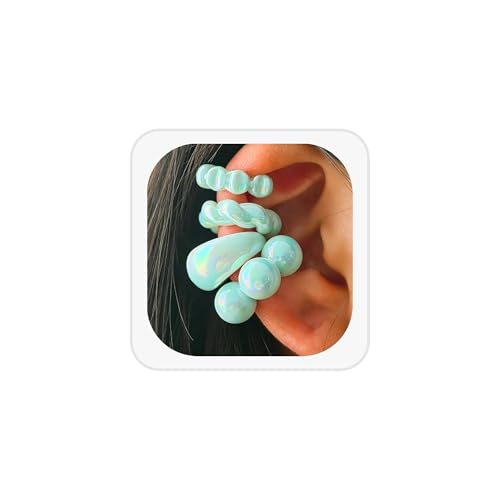 Chunky Resin Ear Cuffs Earrings for Women 4Pcs Colorful Non Piercing Clip On Cartilage Hoop Earrings Trendy Jewelry - color: Green