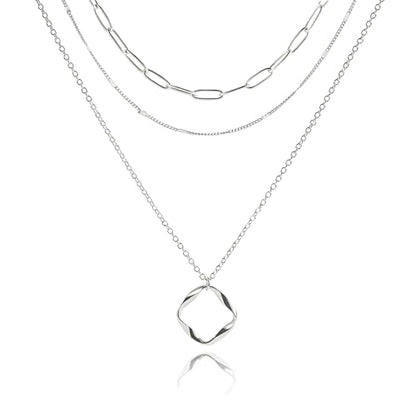Layered Necklaces for Women | 14K Gold Plated Stackable Choker Necklace Set - Dainty Jewelry Gift - style: 3PCS-Silver twist circle layered necklaces