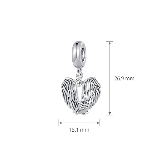LSxAB Guardian Angle Wings Jan-Dec Birthstone Charm Compatible with Pandora Charms Bracelets for Women Charm - style: 04 White