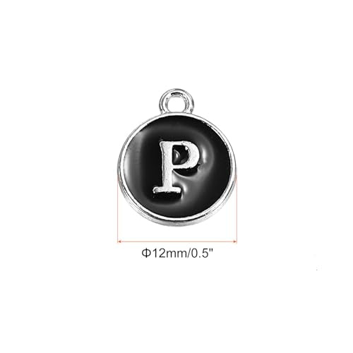MECCANIXITY Alphabet Enamel Letter Charm Jewelry Charm Pendant for Jewelry Making, Bracelet, Craft - style: P