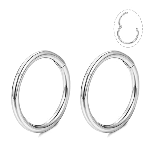 Small Gold Hoop Earrings, Lightweight 14K Gold Plated Huggie Hoop Earrings for Cartilage Helix Tragus, Hypoallergenic Earrings for Women Men, Tiny Thin Hoops Surgical Steel Endless Hoops Earrings 6-10 mm - color: 6mm Hoop Silver-18g