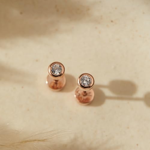 CHIC & ARTSY 18K Gold Plated Solid 925 Sterling Silver Flat Back Earrings for Women Multiple Piercings Screw Back Earrings Cartilage Hypoallergenic Jewelry - style: 925 Silver Flat Back #14