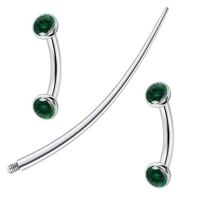 F136 Titanium 16g 6/8/10mm Eyebrow/Rook/Snug/Vertical-Labret/VCH/Snake-Eyes/Anti-Tragus/Christina/Daith/Belly-Button/Bridge/Hood/Surface Curved Barbell Piercing Jewelry for Women Men - color: Green, size: 6 mm (1/4 in)