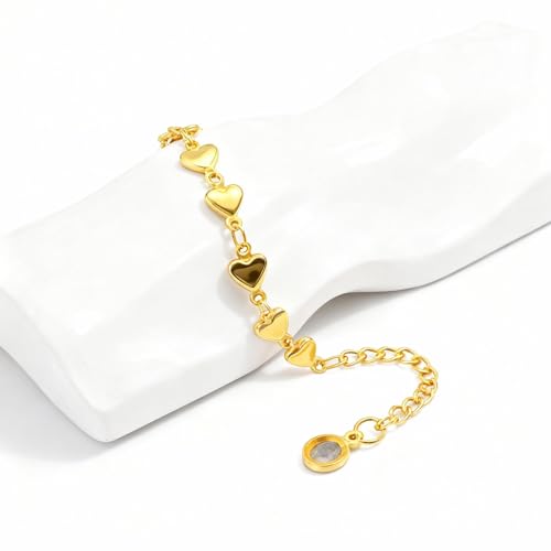 Dainty Bracelet Chain Bracelet Minimalist Jewelry Layering Heart Bracelets Valentines Day Bracelets Gift for Her - color: A1:heart bracelet