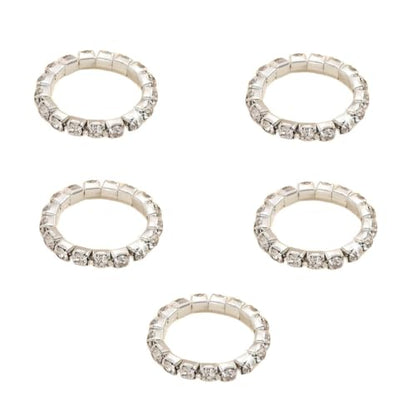 Bling Rhinestone Stretch Rings Set for Women Trendy, Funky Cute Sparkly Cubic Zirconia Stackable Knuckle Ring Y2K Party Prom Jewelry Gift Accessories