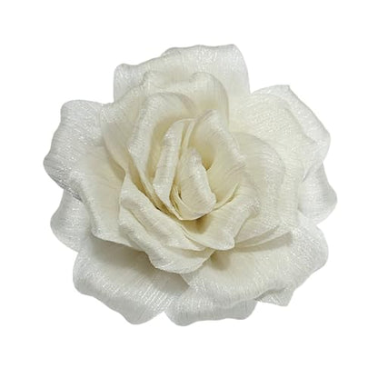 Flash Camellia Flower Brooch Pin for Women Men Elegant Texture Fabric Dahlia Rose Floral Brooches Lapel Pins Dainty Wedding Holiday Party Costume Dress Accessories Jewelry - color: Beige