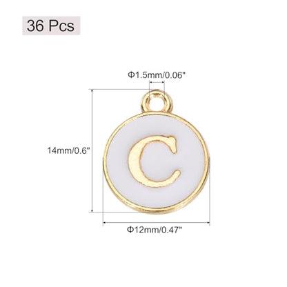 MECCANIXITY Pendants Letter Charm Initial Charm Double Sided Alphabet for DIY Necklace Bracelet Earrings Jewelry Making - style: C
