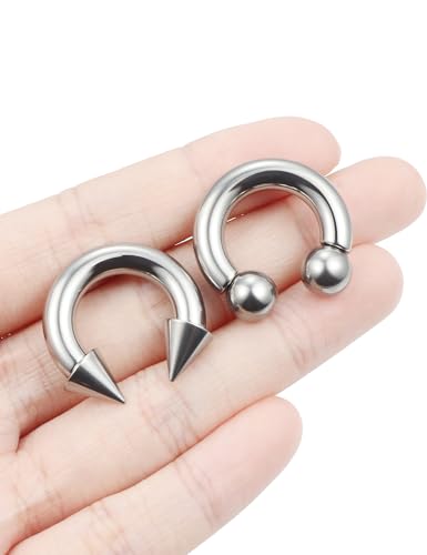 F136 Titanium 20/18/16/14/12/8/4/2g Septum Nose Rings Gauge Earrings Lip Rings Prince Albert Jewelry Internally Threaded Horseshoe Hoop Piercings - size: 4g*14mm