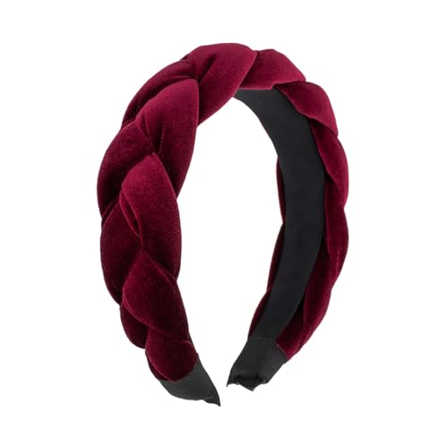 Red Velvet Braided Thick Headbands for Women | Cute Handmade Makeup Hair Band for Girls Thin Hair Skincare and Boho Spring Headband for Washing Face - color: Red Velvet Headbands