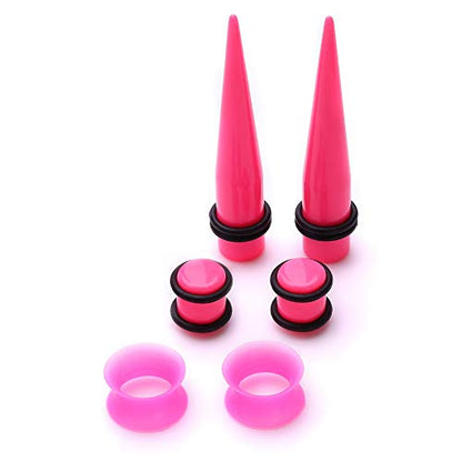 JieyueJewelry 50/54 Pcs Ear Stretching Kit 14G-00G | Acrylic Tapers & Plugs with Silicone Tunnels, Ear Gauges Expander Set Body Piercing Jewelry for Women and Men - color: Pink