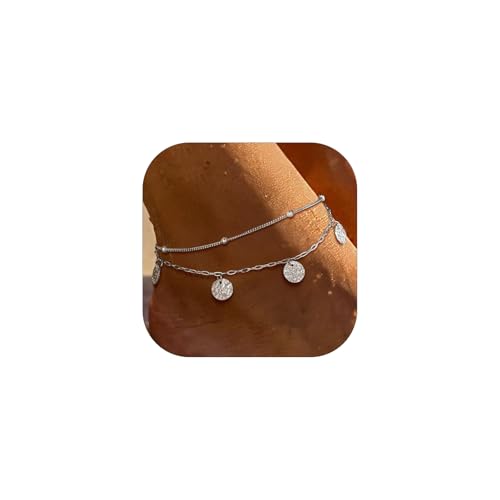 PROSTEEL Anklets for Women Waterproof, Silver/Gold/Black, Stainless Steel | Layered Anklets, Stainless Steel, Durable& No Tarnish, Summer Beach Jewelry, with Gift Box, 8-10.5" Adjustable, Plus Size - color: Silver, size: Ball Station & Paperclip