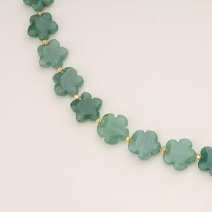 COAI Chunky Colorful Necklace for Women, Summer Beach Jewelry Crystal Flower Necklace for Women, Multi-Gemstones Sodalite Red Jasper Chunky Choker - style: Green Aventurine Necklace