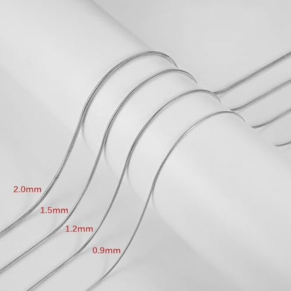 HZMAN Snake Chain Necklace for Men Women Thin Stainless Steel Chain Necklace Hip Hop Men's Choker Necklace 16"-30" Jewelry Gift - color: 1.2mm-Silver, size: 18.0In