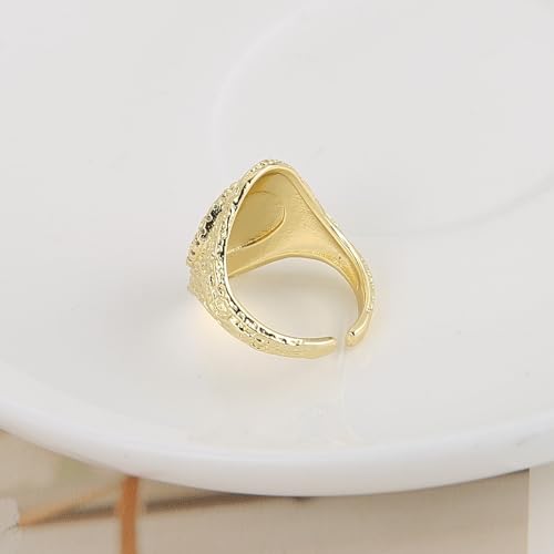 HZMAN Brass Crystal Adjustable Open Ring Collection, Multi-Style Statement Rings for Women & Men, Mix Cut & Paved Crystal Designs - color: Arabic Calligraphy Ring