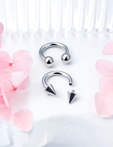 F136 Titanium 20/18/16/14/12/8/4/2g Septum Nose Rings Gauge Earrings Lip Rings Prince Albert Jewelry Internally Threaded Horseshoe Hoop Piercings - size: 14g*08mm