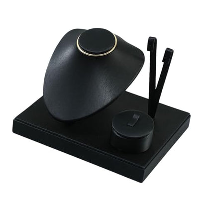 Colaxi Jewelry Display Set Earring Stand Multiple Combination Necklace Bust Holder Showcase for Gift Vanity Bedroom Collection Woman, Black - color: Black