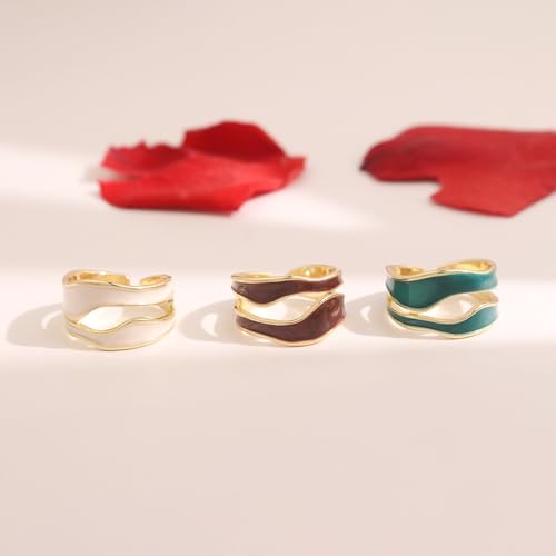 Colorful Adjustable Enamel Ring For Women Gold Plated Irregular Elegant Oil Drip Friendship Finger Ring Set Jewelry For Women