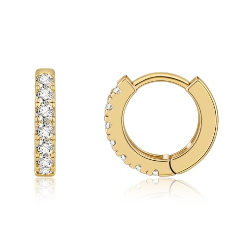 micuco 3 Pairs Small Hoop Earrings Tiny Cartilage Earrings for Women Men | Cubic Zirconia Earrings Huggie Hoop Ear Piercing Earrings for 8mm 10mm 12mm - color: 13# Gold 8mm