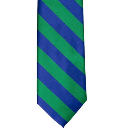 tiemart Men's Striped Tie Standard Length - color: Kelly Green and Royal Blue