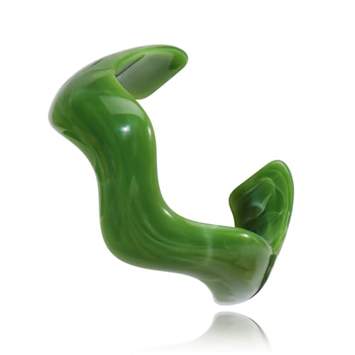 Firstmeet Irregular Bold Open Cuff Acrylic Bangle - Oversized Statement Bracelet for Edgy Style - color: Green