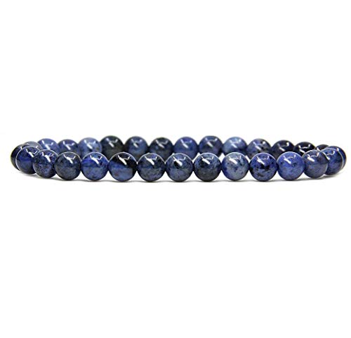 Angelstones Gemstones 6mm Round Beads Healing Crystal Bracelet for women | Natural Gemstone, Handmade Gifts for Women, Healing Crystal Round Beaded Stretch Bracelets, Unisex Jewelry for Women and Men - color: Dumortierite
