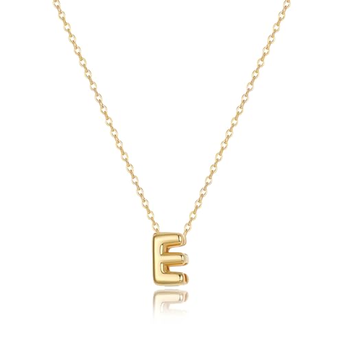 Initial Necklaces for Women Bubble Gold Silver Letter Necklace Dainty Personalized Charm Pendant Name Necklace Cute Non Tarnish Fashion Accessories Teen Gift Trendy Stuff Jewelry Gifts - color: Gold, style: E