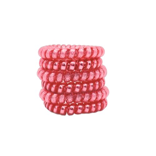 Lindo Large Swirlydo Coil Hair Ties (Metallic Pink, 6 Pack) | Premium Waterproof Coil Hair Ties, No Pony Line, No Headaches, No Slip, Strong Gentle Accessory for Women, Multi-colored - color: Metallic Pink (6Pcs)