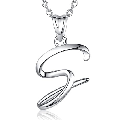 EUDORA Sterling Silver Initial Necklaces for Women, Classic 26 Letter Neckless Gifts for Girls, Sister, Mother Daughter, 18 inch Chain - style: S letter