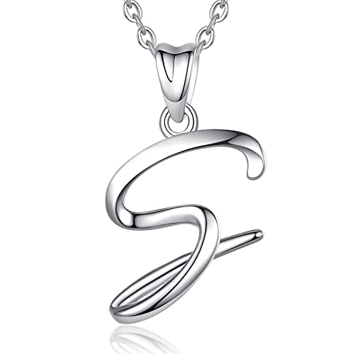EUDORA Sterling Silver Initial Necklaces for Women, Classic 26 Letter Neckless Gifts for Girls, Sister, Mother Daughter, 18 inch Chain - style: S letter